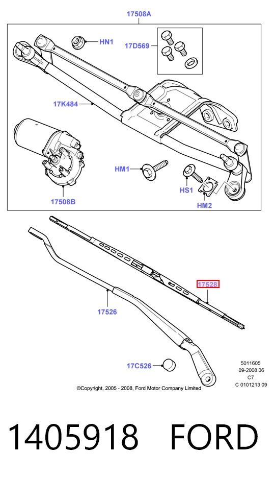 Щітка-двірник лобового скла, комплект з 2-х шт. Ford Connect TOURNEO автобус (PU2) (2002 - 2013) ціна, від 14.59 USD