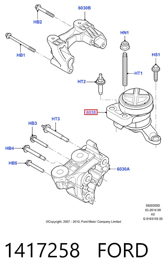 1417258 Ford Права подушка мотора