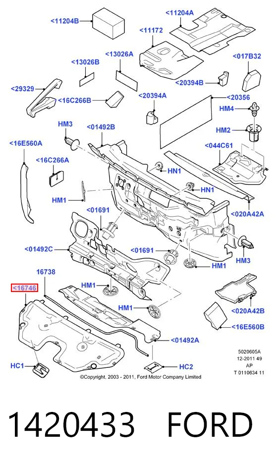 1420433 Ford Утеплювач капота