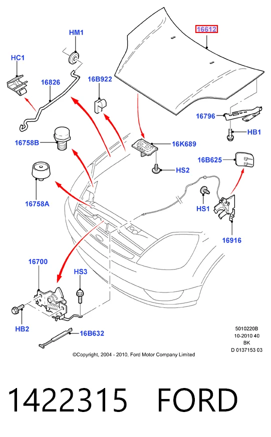 Капот Ford Fusion універсал (JU) (2002 - 2012) ціна, від 153.45 USD