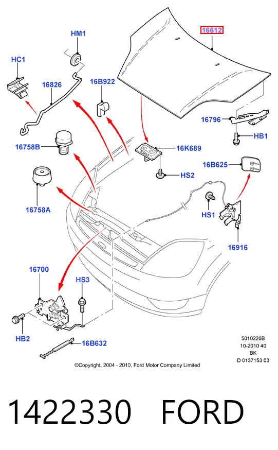 Капот Ford Fiesta Mk5 хетчбек (JH, JD) (2001 - 2008) ціна, від 126.96 USD