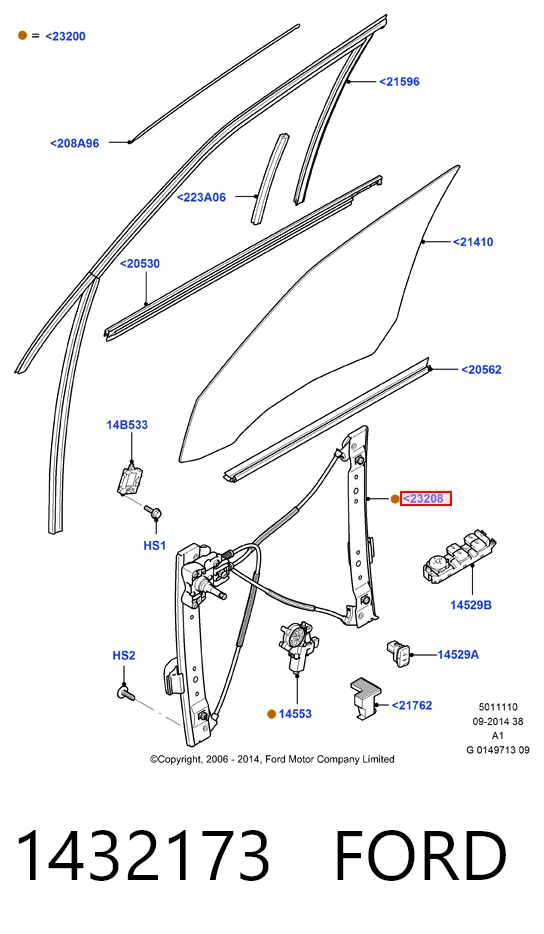 Механізм склопідіймача двері передньої, правої Ford Galaxy II CA1