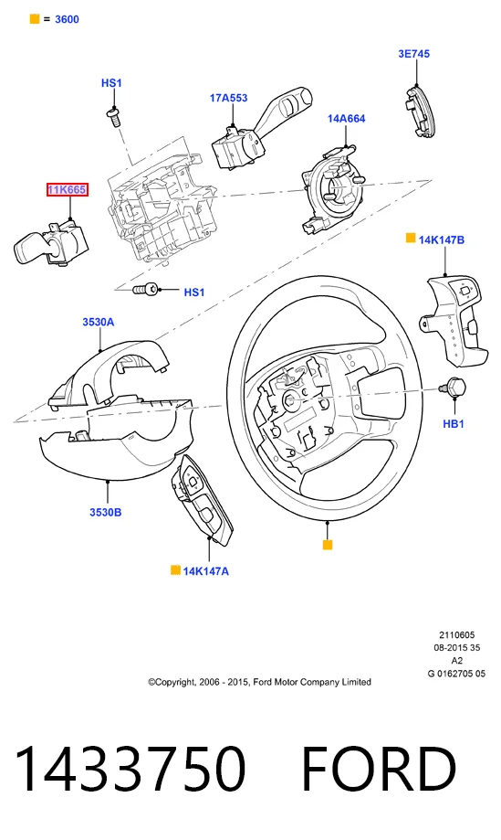 Перемикач підрульовий, лівий Ford 6G9T13335BH ціна, від 155.12 USD