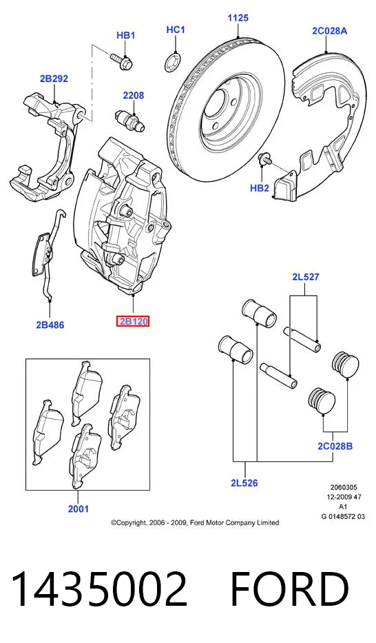 1435002 Ford Супорт гальмівний, передній, лівий