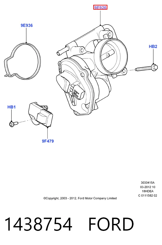 1438754 Ford Дросільна заслінка в зборі