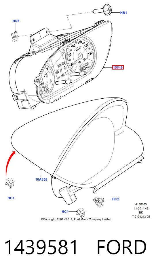 6S6110849EJ Ford Щиток приладів додатковий