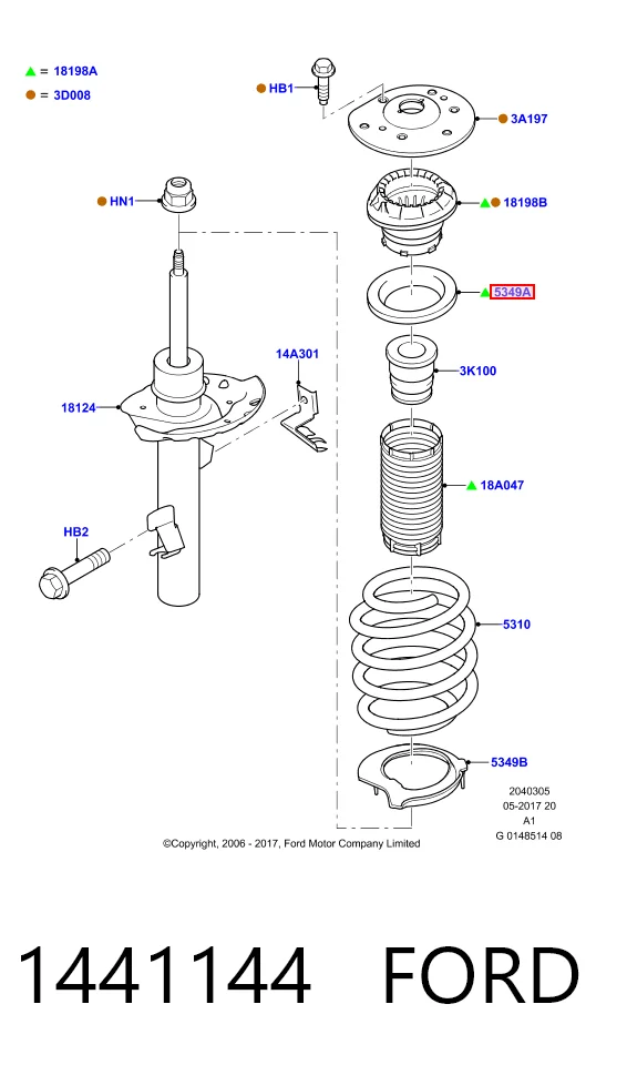 1441144 Ford Підшипник опори амортизатора
