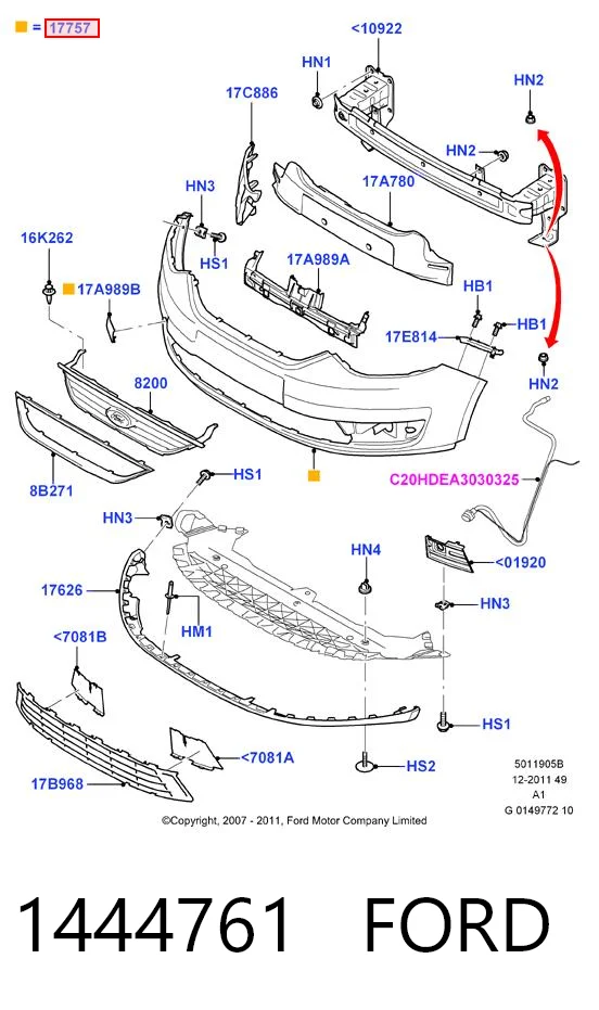 Бампер передній в зборі на Ford Galaxy II CA1 WA6