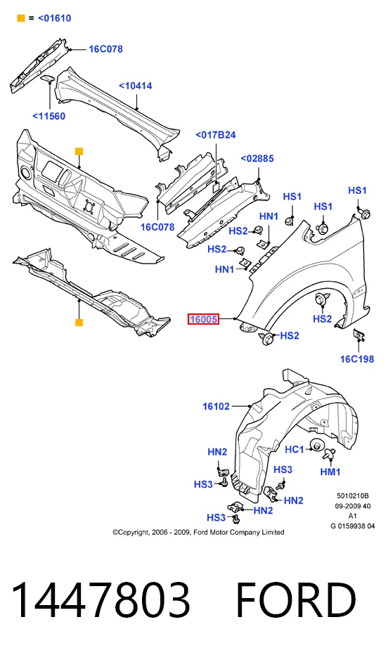 Крило переднє праве Ford Galaxy II CA1 мінівен (WA6) (2006 - 2015) ціна, від 531.63 USD