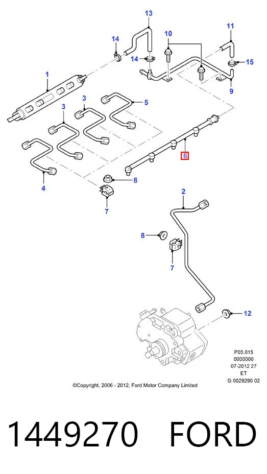 1449270 Ford Трубка паливна, зворотня від форсунок