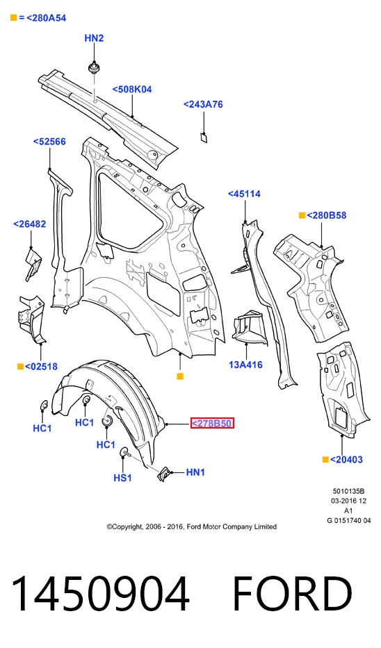 Підкрилок заднього крила, лівий Ford 6M21U278B51BA ціна, від 14.95 USD