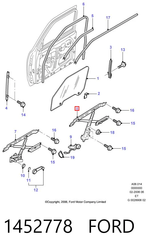 1452778 Ford Склопідйомник (механізм переміщення скла)