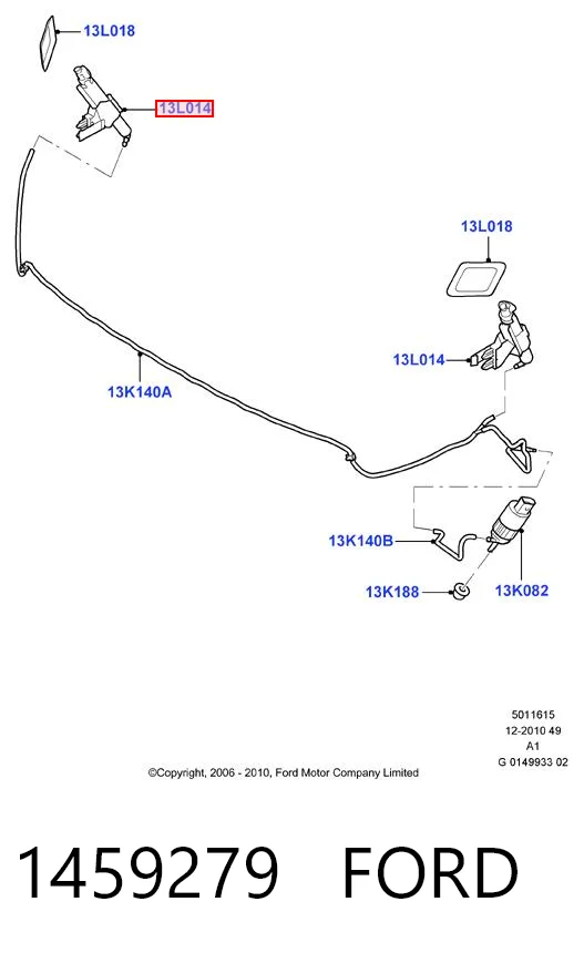 1459279 Ford Сопло омивача фари передньої, лівої