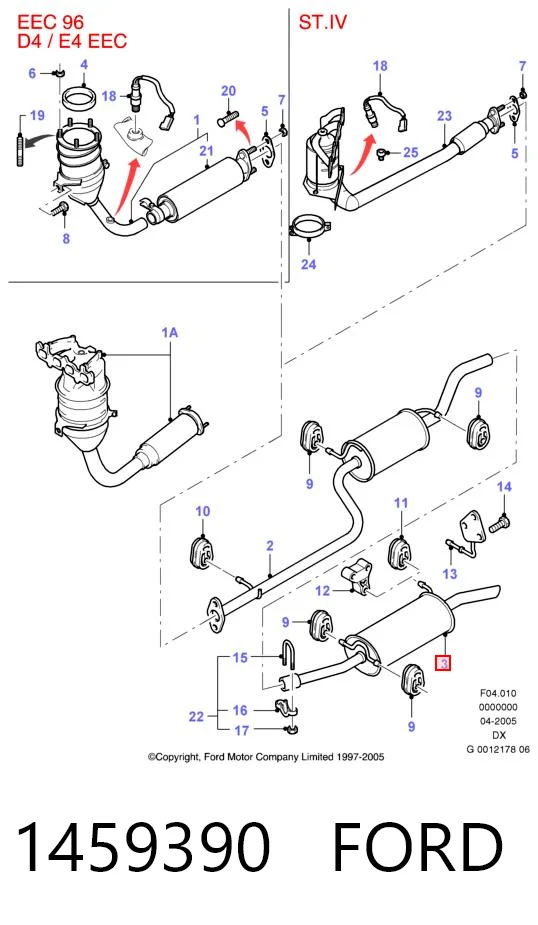 1459390 Ford Глушник, задня частина