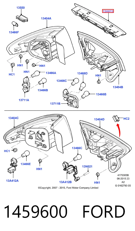 Стоп-сигнал заднього скла на Ford Mondeo IV CA2