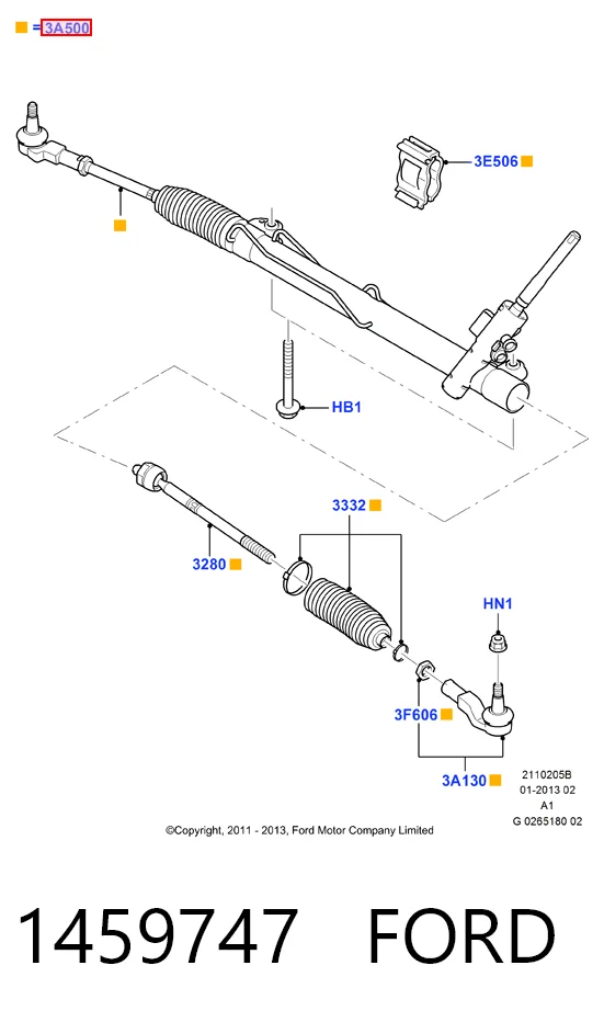 1459747 Ford Рейковий рульовий механізм