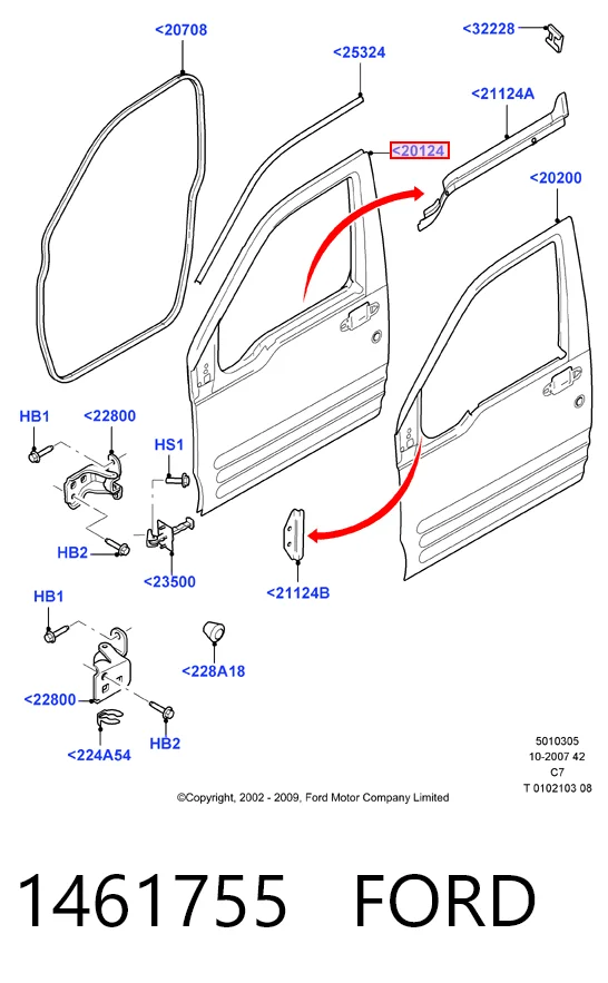 Двері передні, праві Ford Connect фургон (TC7) (2002 - 2013) ціна, від 12.60 USD