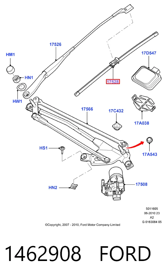 Щітка склоочисника задня на Ford Mondeo IV CA2
