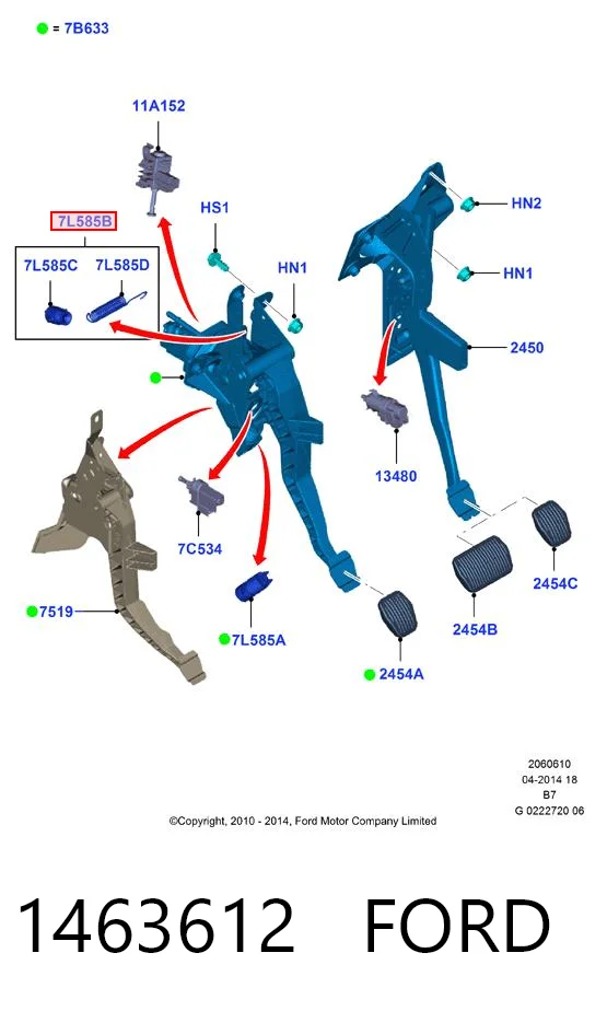 1463612 Ford Пружина педалі зчеплення