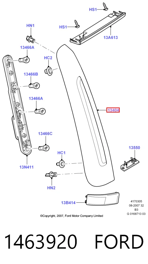 Ліхтар задній правий на Ford C-Max  CB3