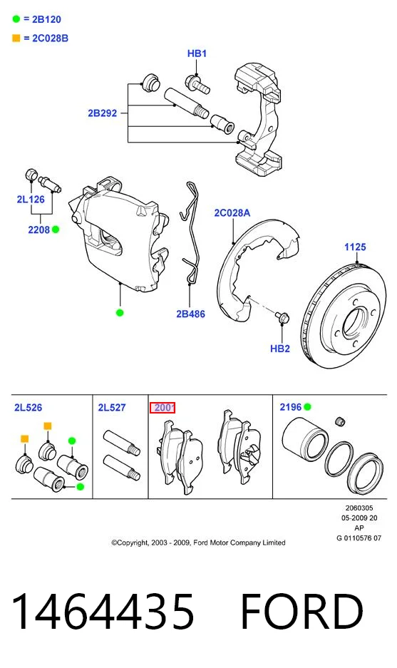 1464435 Ford Передні гальмівні колодки