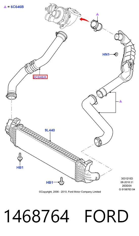 1468764 Ford Трубка, що нагнітається
