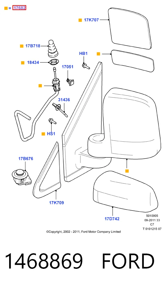 Праве бокове дзеркало Ford Connect TOURNEO