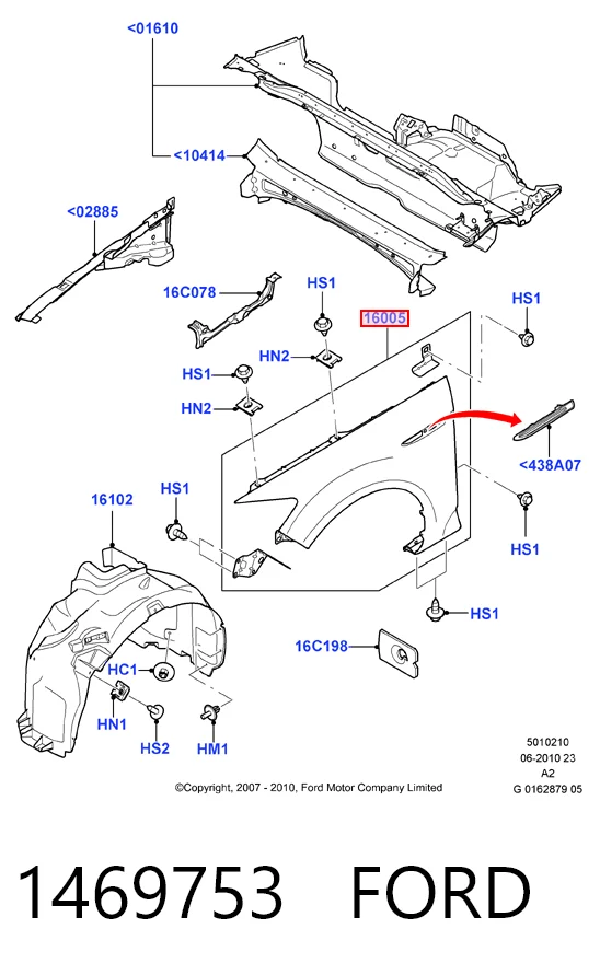 Переднє ліве крило на Ford Mondeo IV CA2