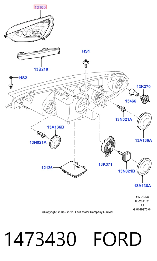 Фара дальнього світла в зборі на Ford S-Max  CA1