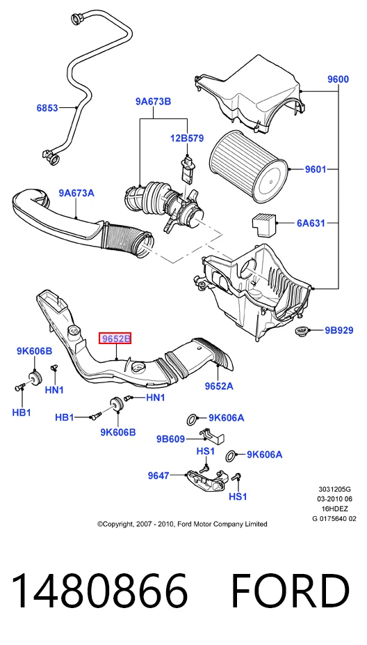Повітрозабірник повітряного фільтра Ford Mondeo IV седан (CA2) (2007 - 2014) ціна, від 8.57 USD