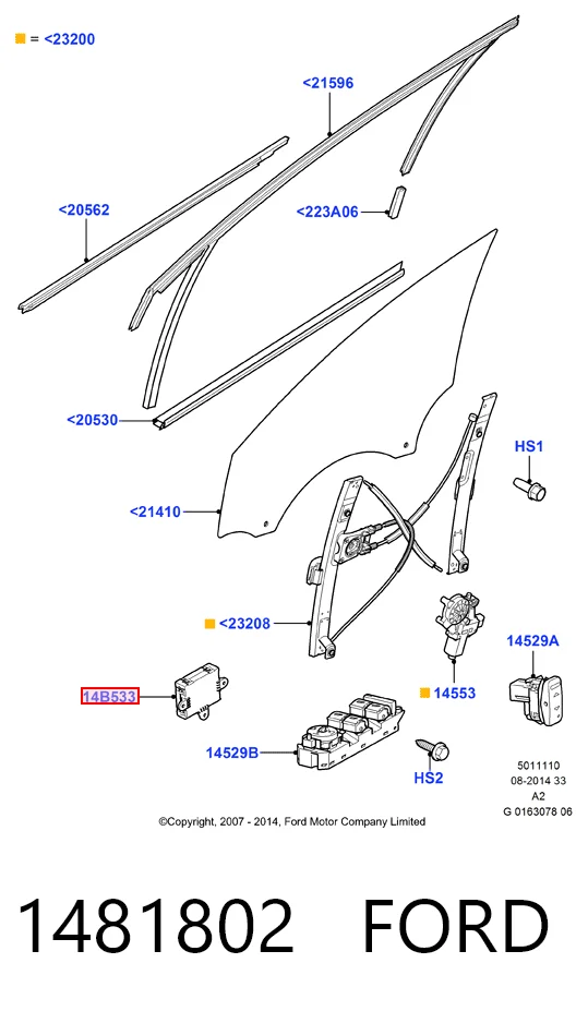 7G9T14B533KC Ford Блок комфорту передніх дверей