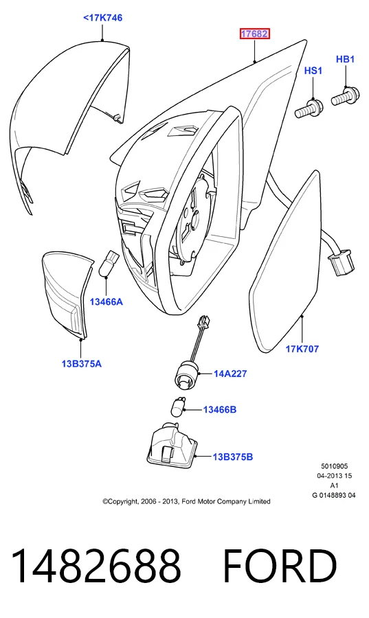 Праве бічне дзеркало Ford Galaxy II CA1 мінівен (WA6) (2006 - 2015) ціна, від 110.56 USD