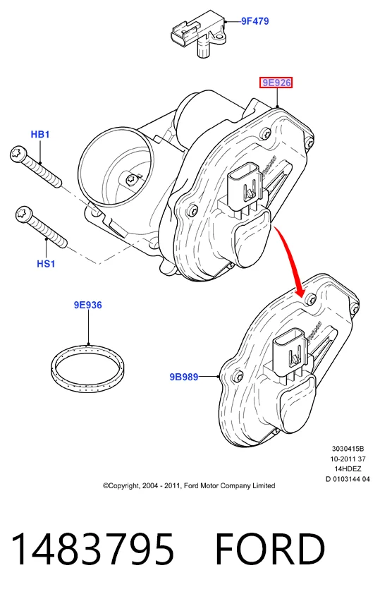 1483795 Ford Дросільна заслінка в зборі