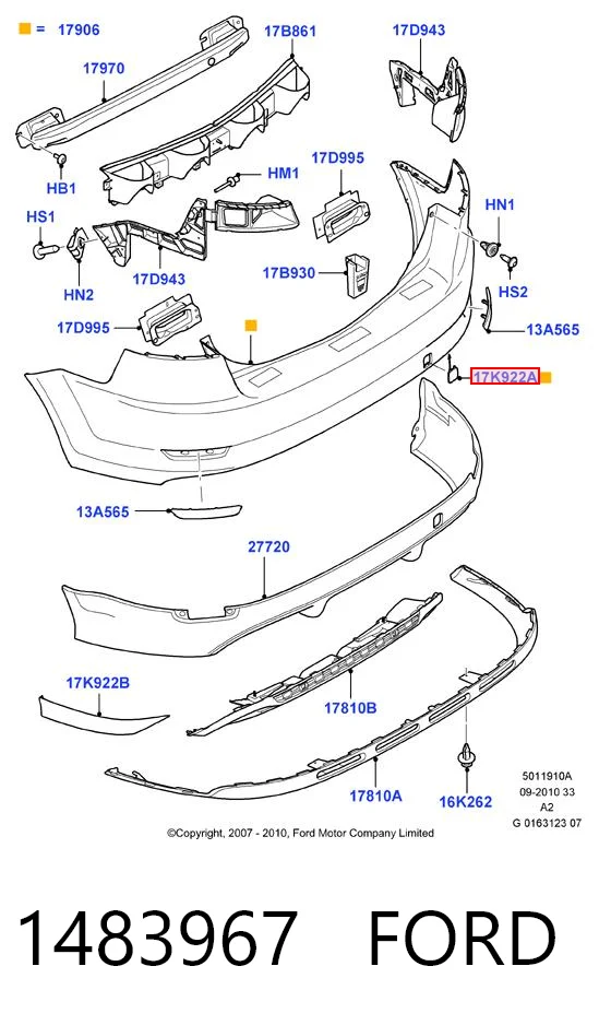 1483967 Ford Заглушка бампера буксирувального гака, задня