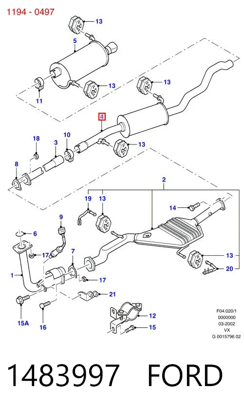 1483997 Ford Середній глушник