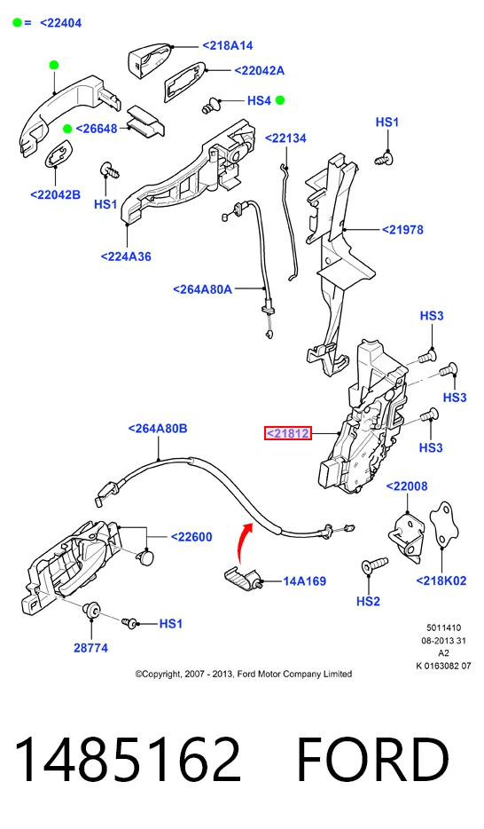 Замок водійських дверей на Ford Mondeo IV CA2