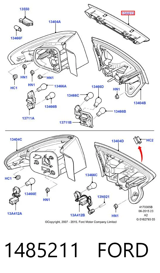 1485211 Ford Стоп-сигнал заднього скла