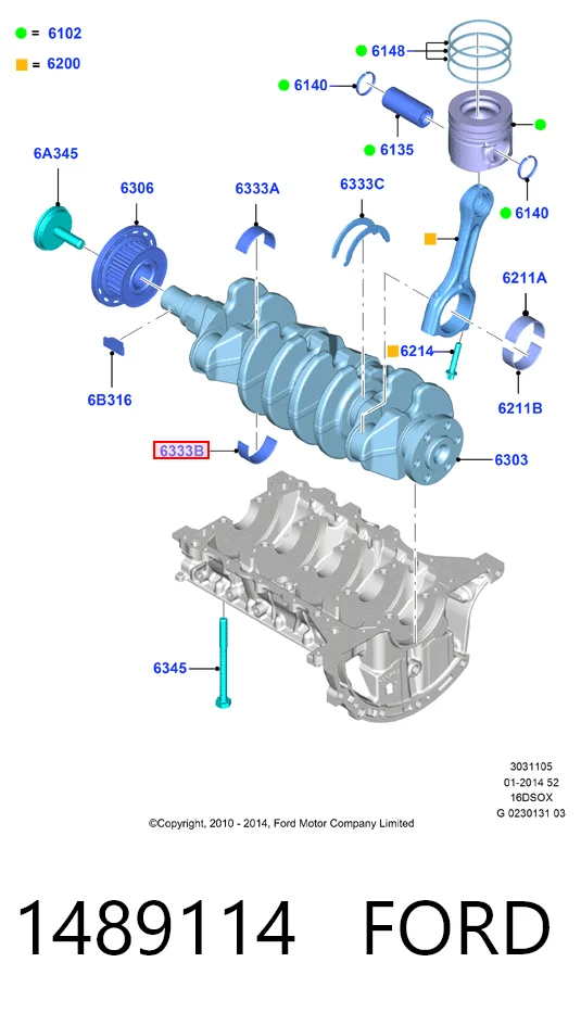 H1066 Glyco Вкладиші колінвала, корінні, комплект, стандарт (STD)