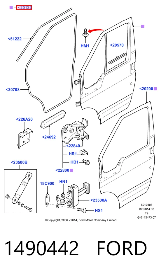 Пасажирські передні двері на Ford Transit VI V347/8