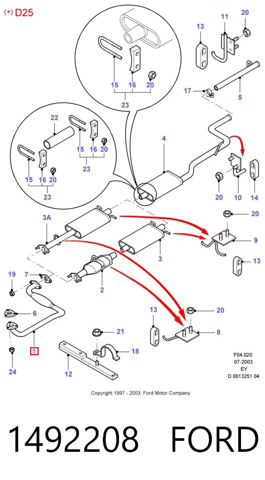 1492208 Ford Штани глушника передні