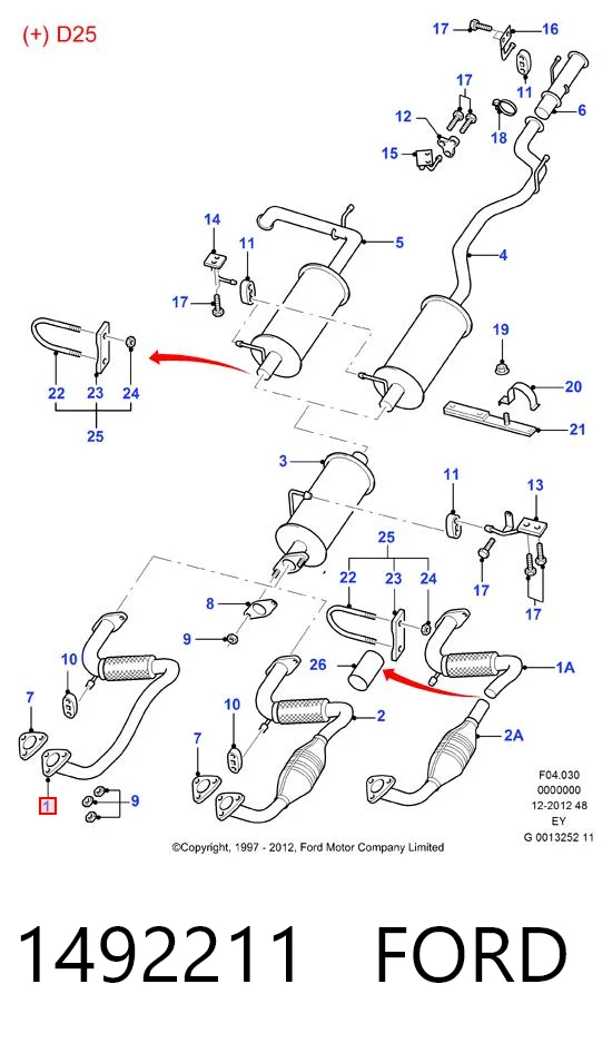 1492211 Ford Штани глушника передні
