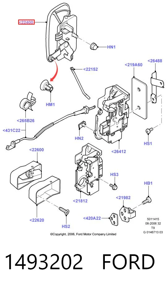 1493202 Ford Ручка передніх дверей зовнішня, ліва