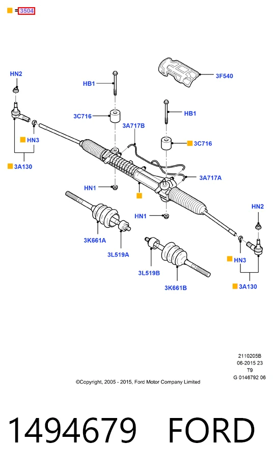 1494679 Ford Рейковий рульовий механізм