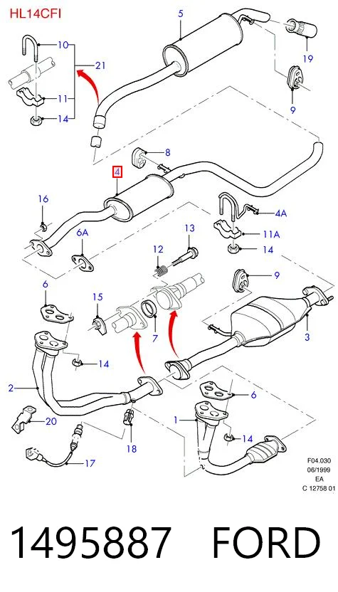 1495887 Ford Середній глушник