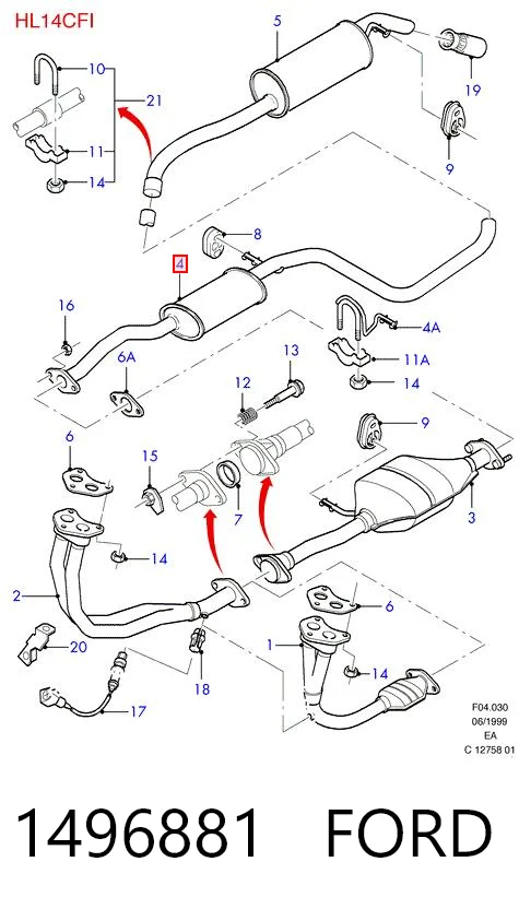 1496881 Ford Середній глушник