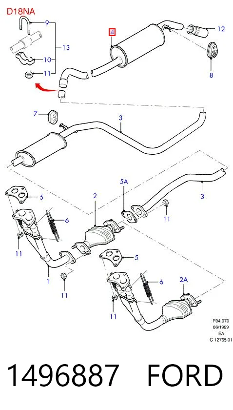 1496887 Ford Глушилка задня