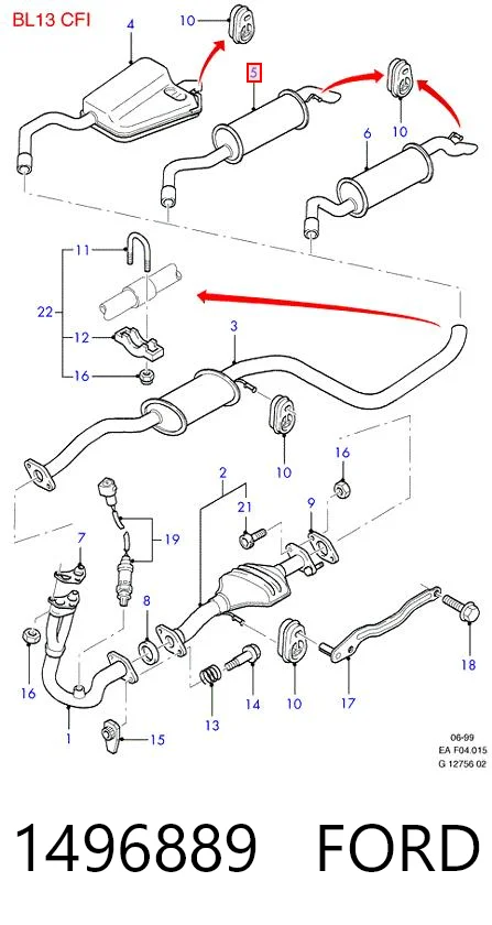 1496889 Ford Глушник, задня частина