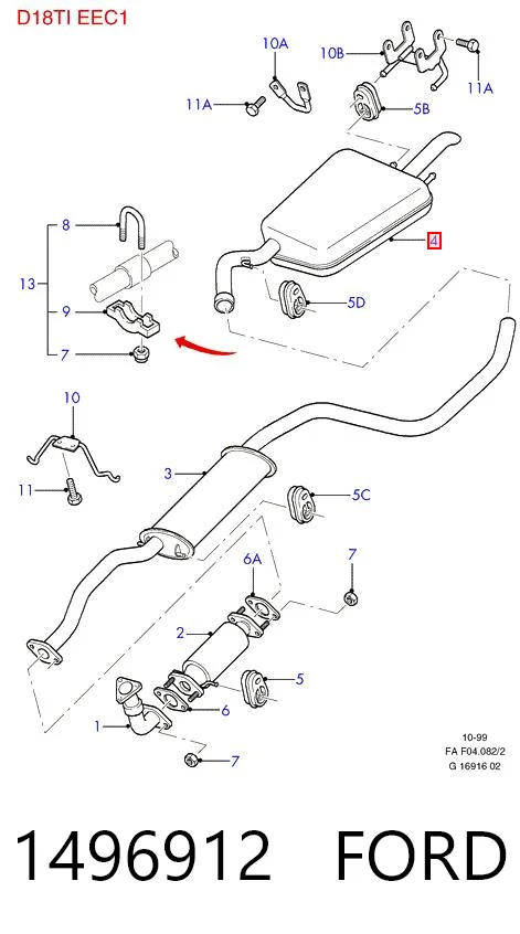Вихлопна труба Ford Escort CLASSIC хетчбек (AAL, ABL) (1998 - 2000) ціна, від 39.03 USD
