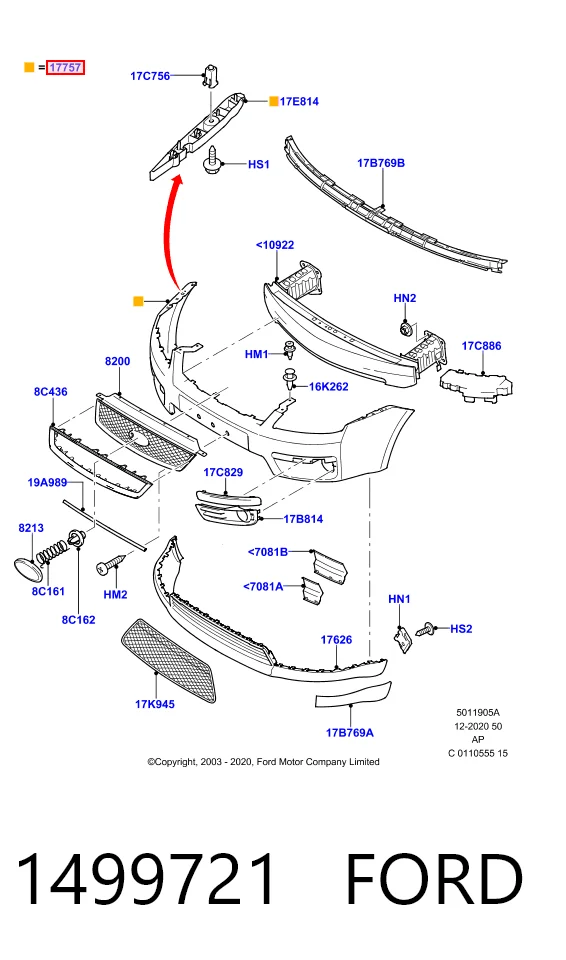 Бампер передній в зборі на Ford C-Max  DM2