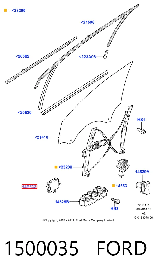 Блок комфорту передніх дверей 7G9T14B533KC Ford